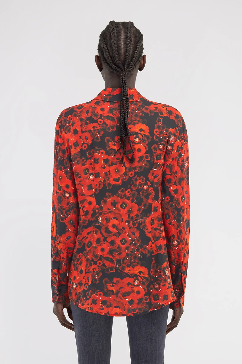 Red Poppy Print Shirt
