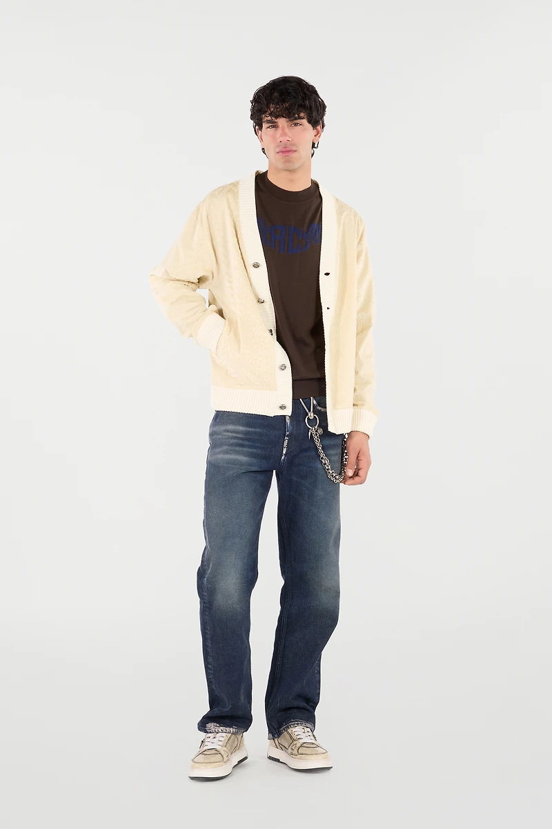 Python-Print Cardigan-Style Sweatshirt