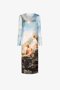 Graphic-print mid-length dress