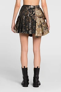 Floral-Brocade Mini Skirt
