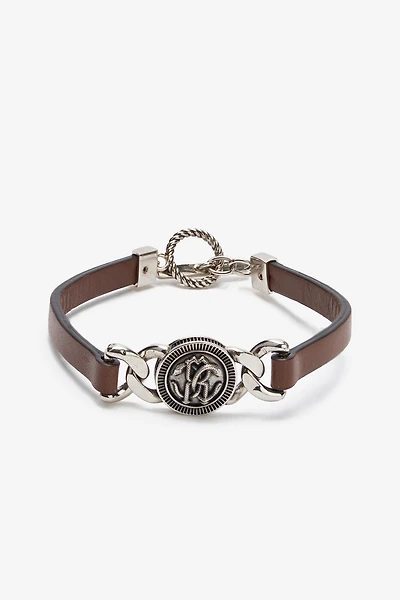 Leather Bracelet With Mirror Snake Monogram