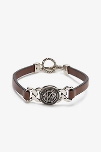 Leather Bracelet With Mirror Snake Monogram