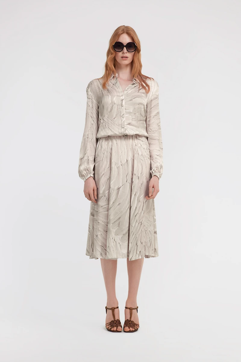 Ice Feathers Print Midi Dress