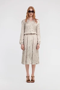 Ice Feathers Print Midi Dress