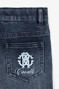Monogram-embroidered denim shorts
