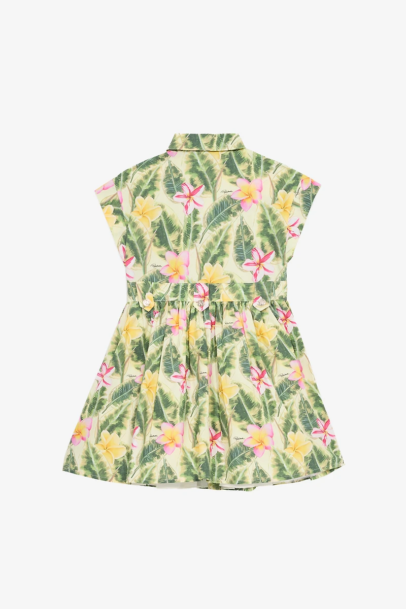 Dress With Leaf And Flower Print