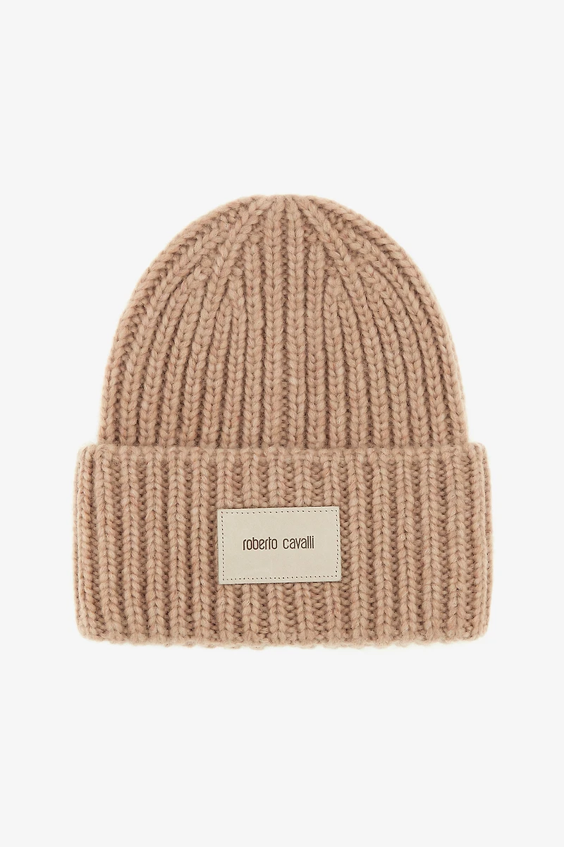 Ribbed Alpaca Blend Beanie with Logo