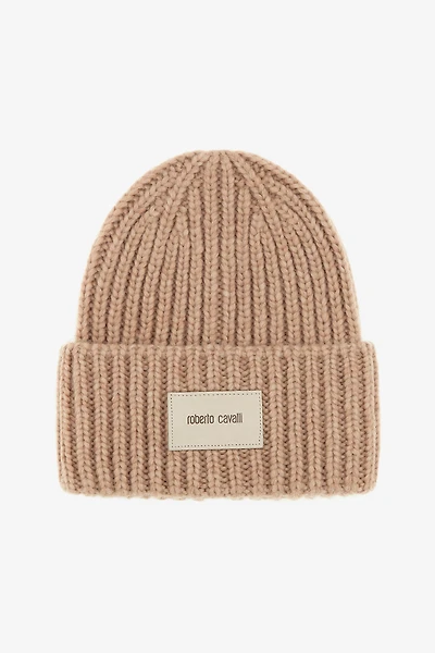 Ribbed Alpaca Blend Beanie with Logo