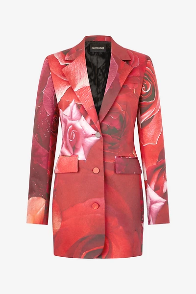 Long Blazer With Rose Print