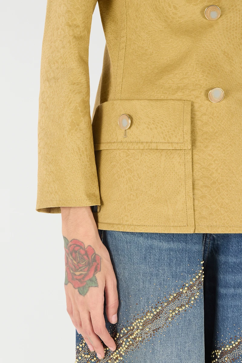Double-Breasted Jacket With Python Pattern