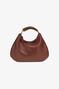 Leather Hobo Bag with Fang Handle