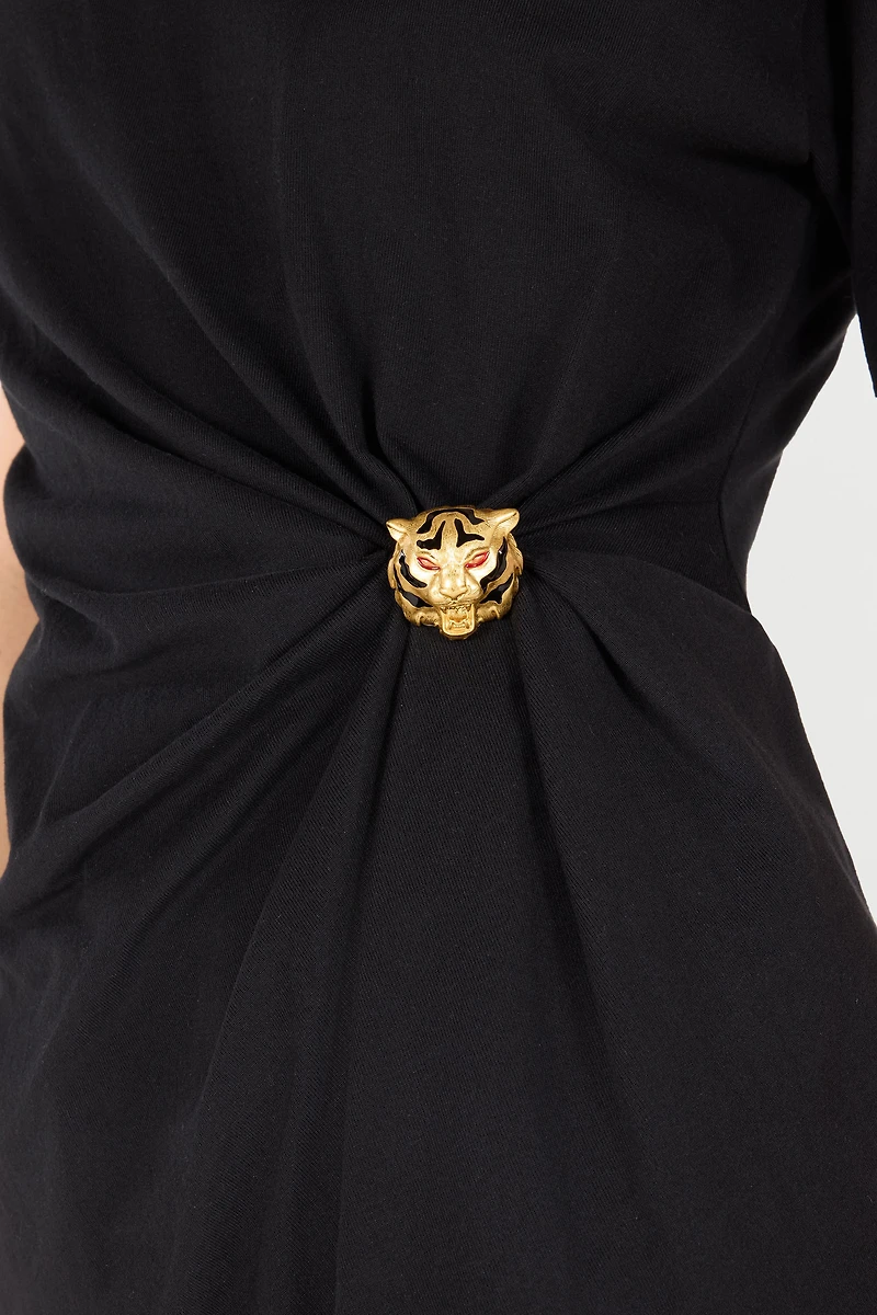 T-Shirt With Jewel Tiger Head