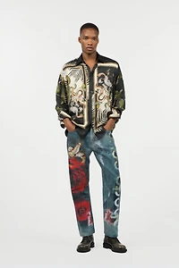 Zebra And Snake Print Silk Shirt