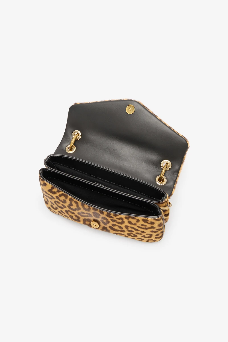 Small Bag With Leopard Skin Print And Chain