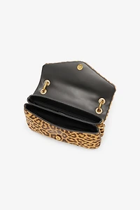 Small Bag With Leopard Skin Print And Chain
