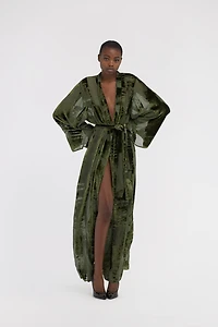 Dressing gown with devorè effect