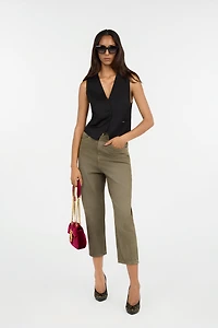 Olive Green Cropped Jeans