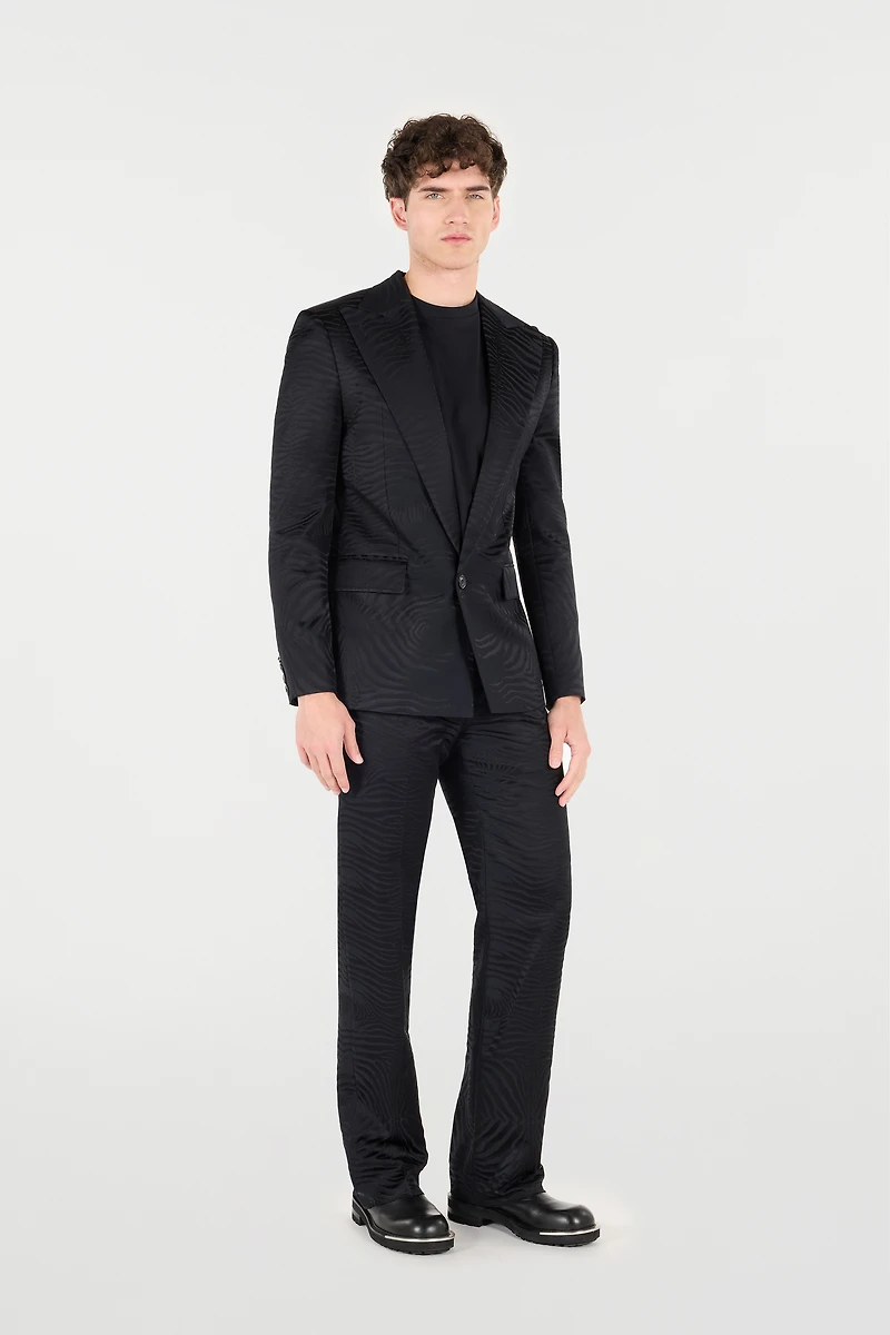 Blazer With Solid-Color Tiger Skin Design