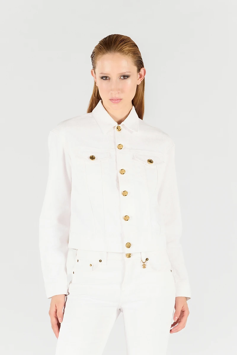 Denim Jacket with Gold Buttons