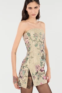 Mini Dress With Oriental Bird Print