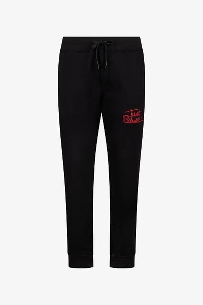 Black Trousers Joggers With Embroidered Logo