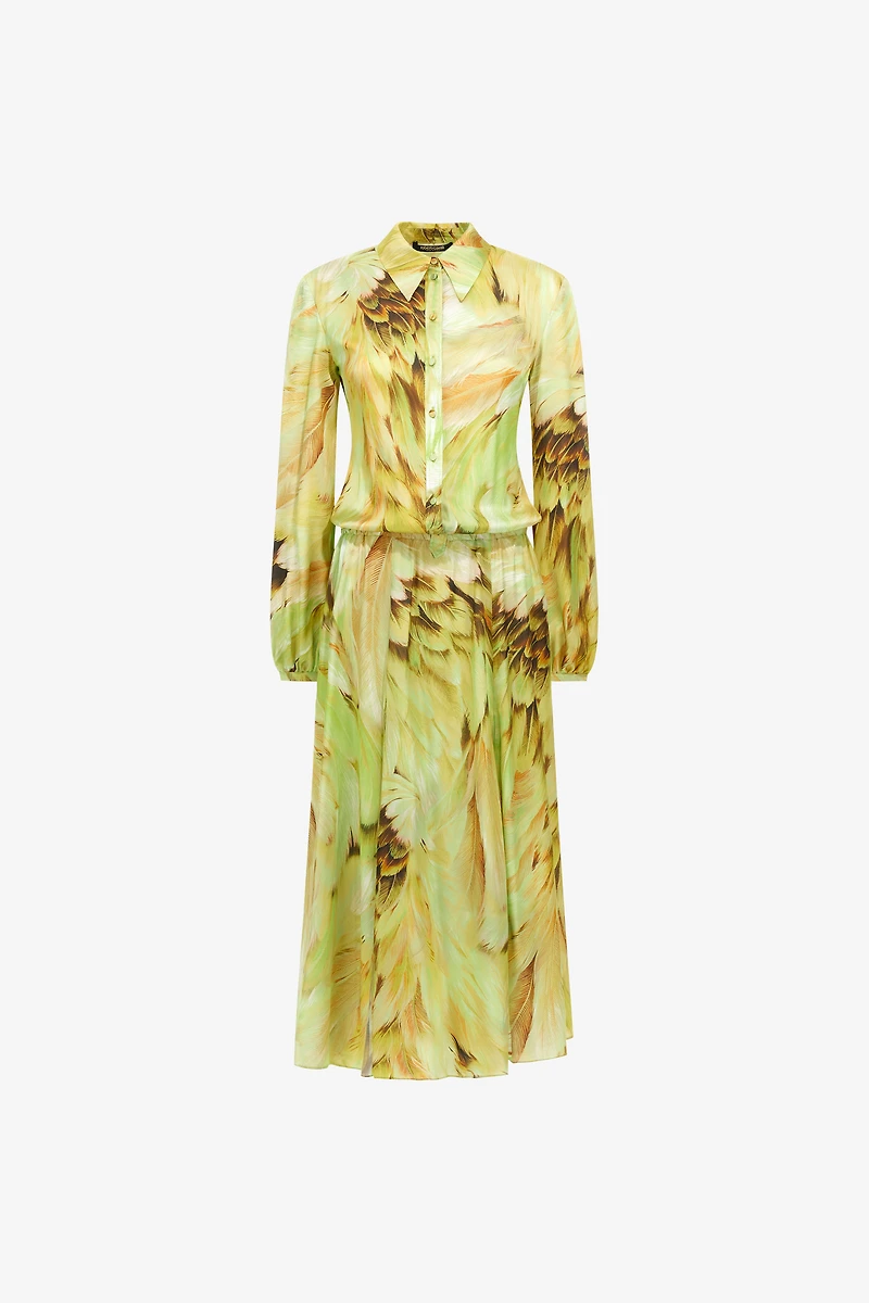 Long dress Plumage print