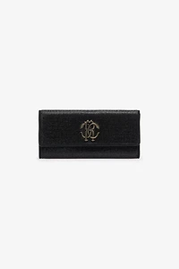 Black Crystal-Embellished Pochette Bag With Mirror Snake Monogram