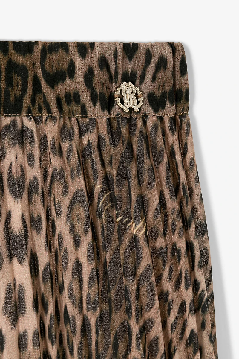 Leopard-Print Pleated Skirt