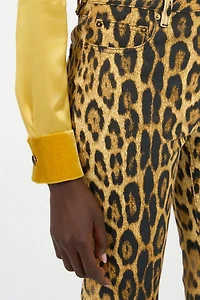 Denim Jeans With Jaguar Skin Print