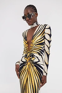 Ray Of Gold Print Maxi Dress