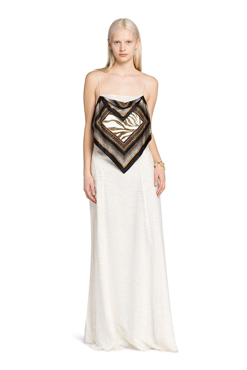 Zebra Sequin-Embellished Layered Dress