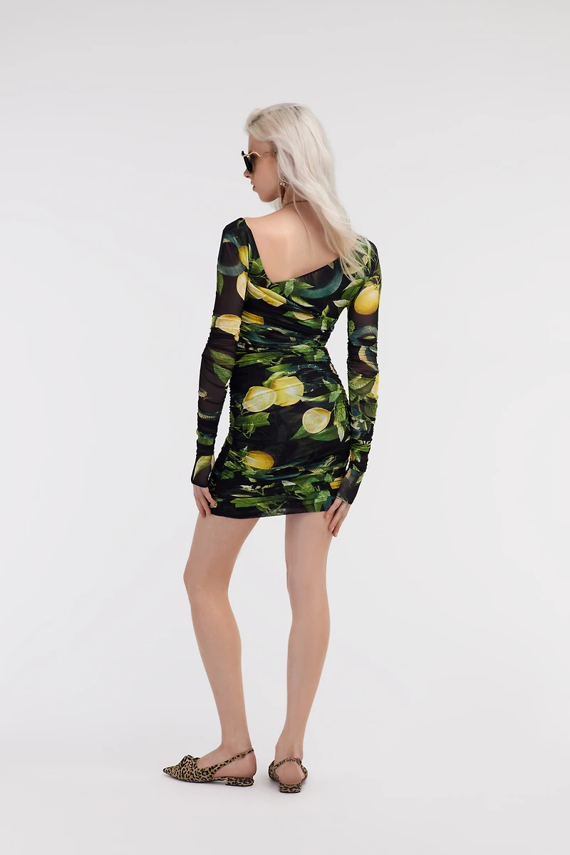 Stretch Lemon print short dress