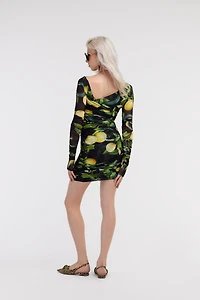 Stretch Lemon print short dress