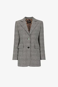 Houndstooth Single-Breasted Blazer