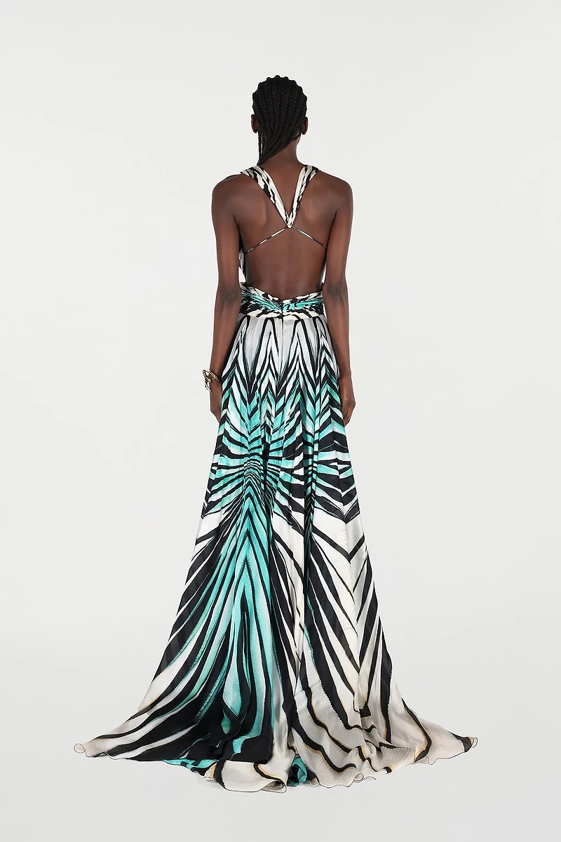 Ray Of Sea Print Maxi Dress Silk