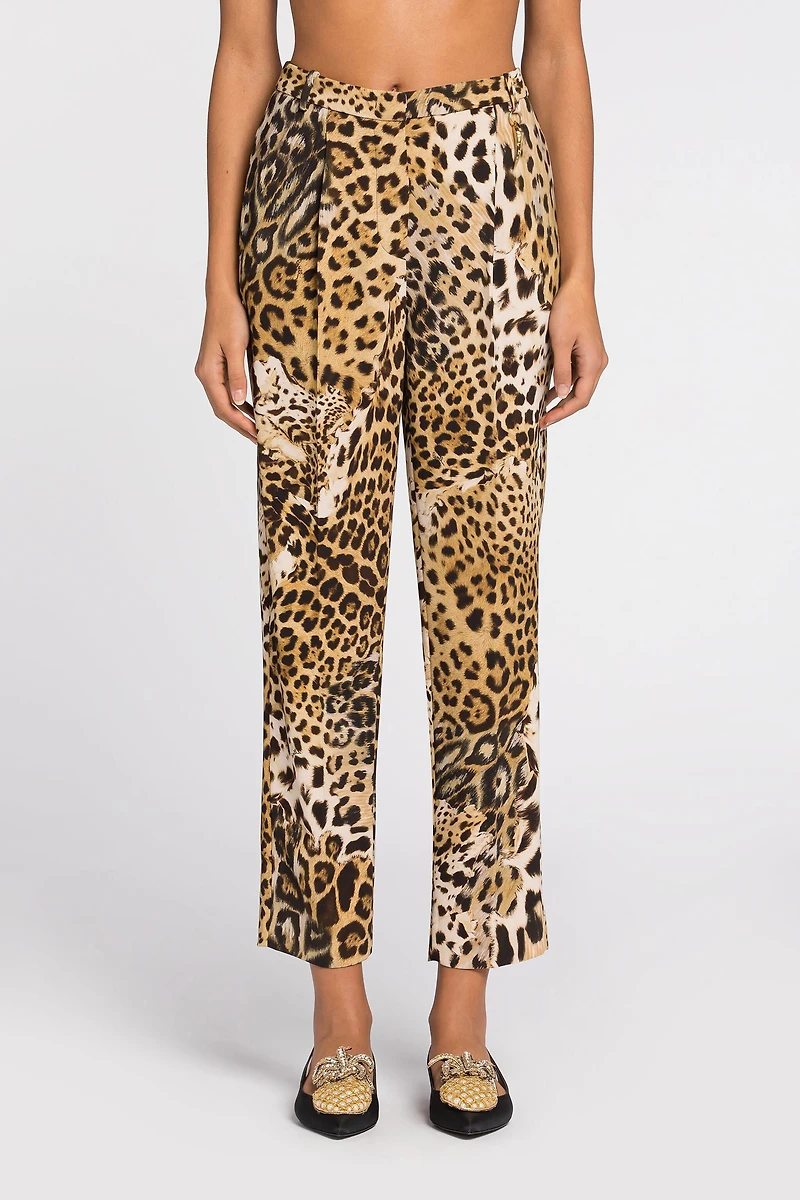 Leopard-print cropped trousers