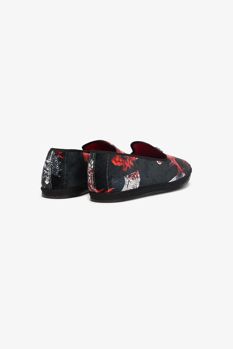 Embroidered Velvet Loafers
