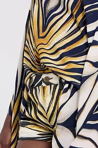 Ray Of Gold Print Denim Shorts