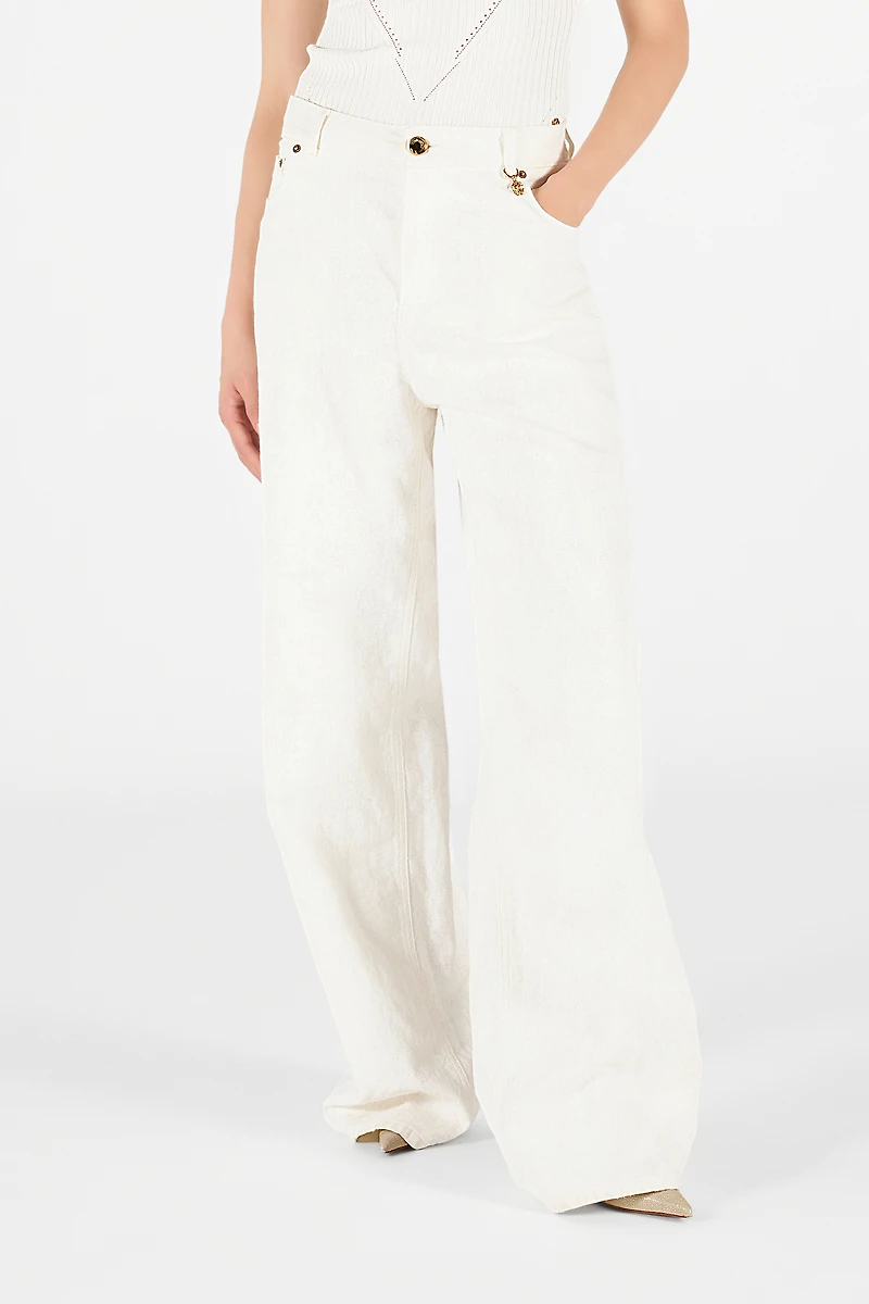 Wall Print Wide Leg Trousers