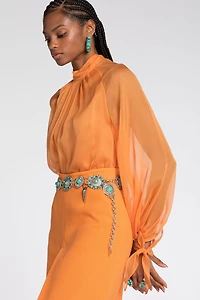 Semi-Sheer Silk Blouse