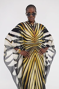 Ray Of Gold Print Silk Maxi Dress