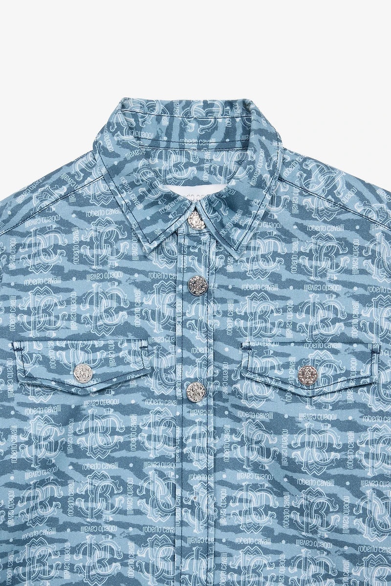 Shirt With Tiger Skin Print And Patch