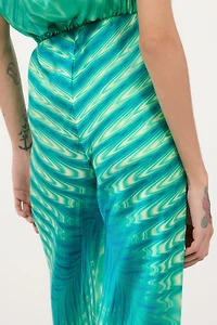 Optical Glass-Print Silk Pants