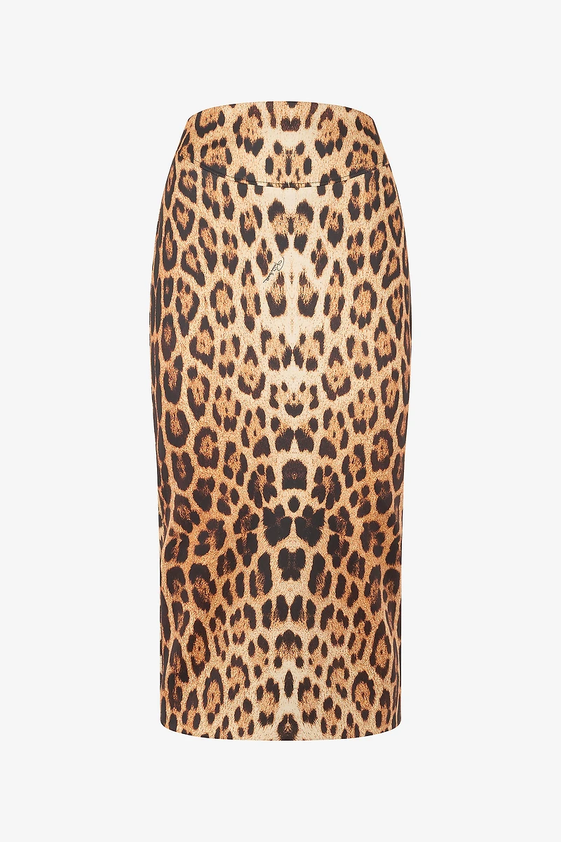 Pencil Skirt With Jaguar Skin Print