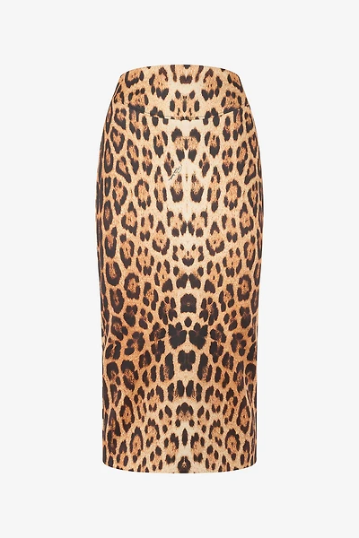 Pencil Skirt With Jaguar Skin Print
