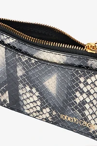 Printed leather cardholder with zip