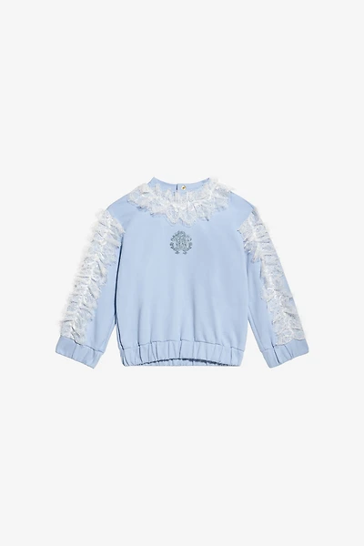 Sweatshirt With RC Monogram And Lace