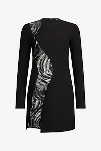 Black Mini Dress With Sequin Insert