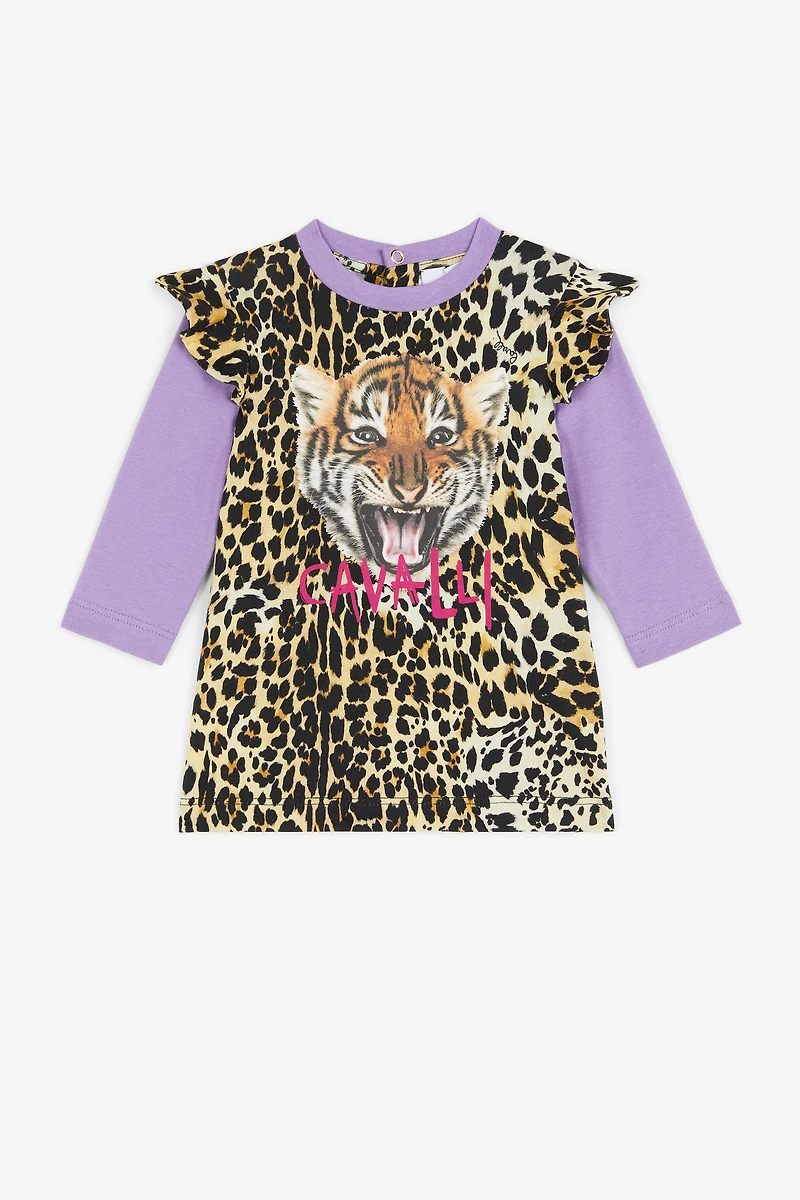 Leopard-Print Ruffled Dress