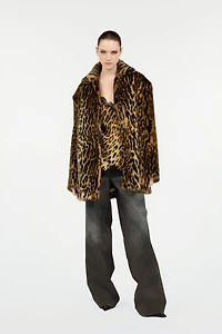 Roberto Cavalli Leopard Print Faux Fur Coat